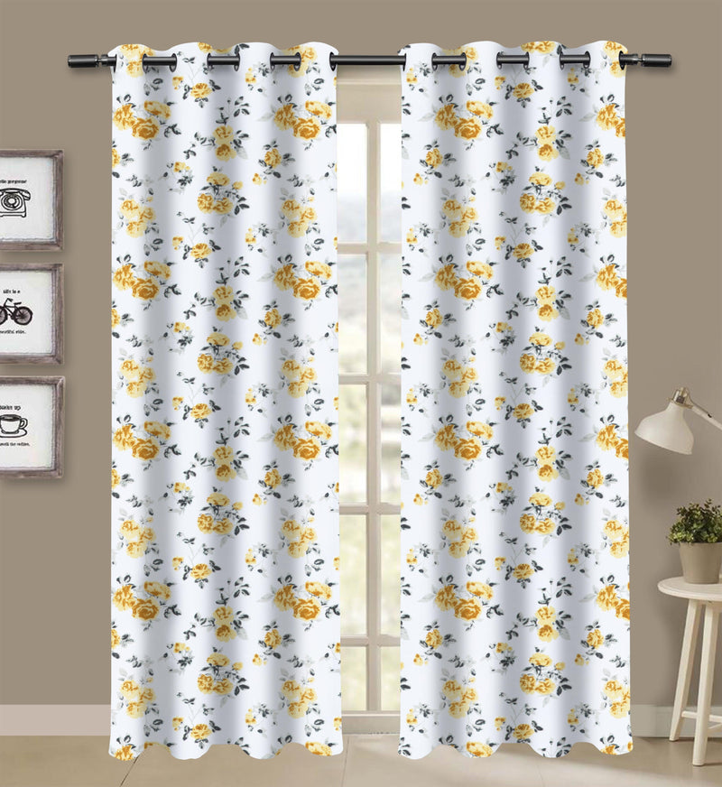 Cotton Elan Flower 7ft Door Curtains Pack Of 2 freeshipping - Airwill