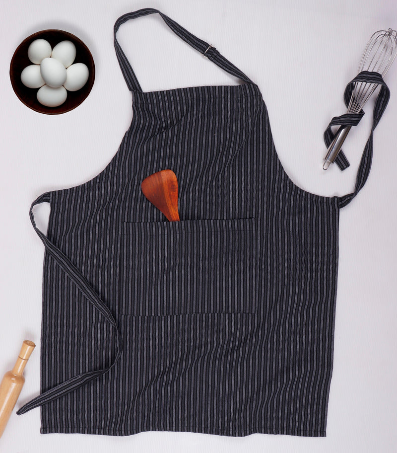 Cotton Designer Stripe Black Free Size Apron Pack Of 1 freeshipping - Airwill
