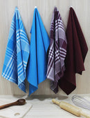 Cotton Track Dobby Blue and Maroon Kitchen Towels Pack Of 4 freeshipping - Airwill