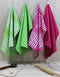 Cotton Track Dobby Green and Pink Kitchen Towels Pack Of 4 freeshipping - Airwill