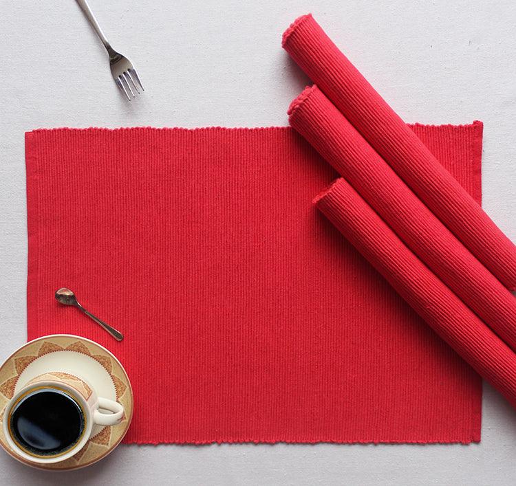 Cotton Solid Red Table Placemats Pack Of 4 freeshipping - Airwill