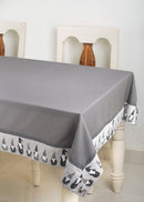 Cotton Solid Grey With Xmas Border 6 Seater Table Cloths Pack of 1 freeshipping - Airwill