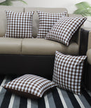 Cotton Gingham Check Brown Cushion Covers Pack Of 5 freeshipping - Airwill