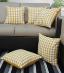 Cotton Gingham Check Yellow Cushion Covers Pack Of 5 freeshipping - Airwill