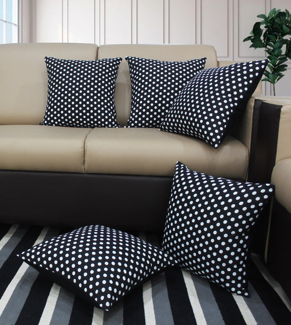 Cotton Polka Dot Black Cushion Covers Pack Of 5 freeshipping - Airwill