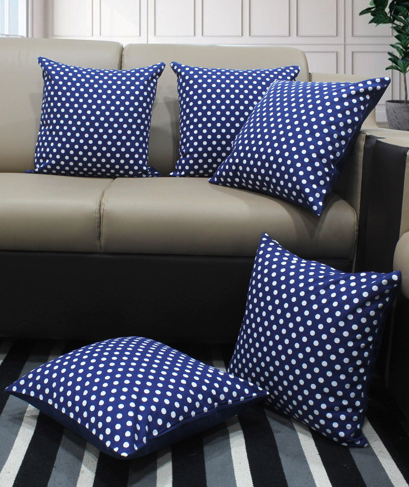 Cotton Polka Dot Blue Cushion Covers Pack Of 5 freeshipping - Airwill