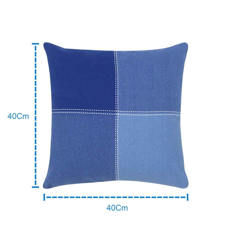 Cotton Big Dobby Check Blue Cushion Covers