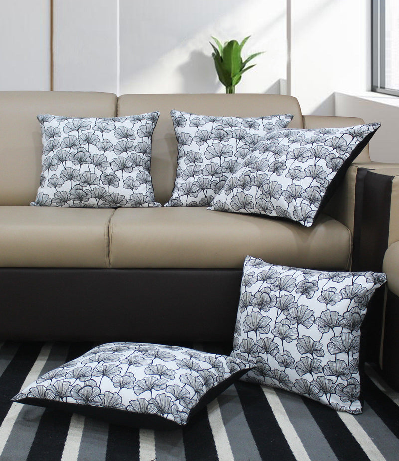 Cotton Single Leaf Black Cushion Covers Pack Of 5 freeshipping - Airwill