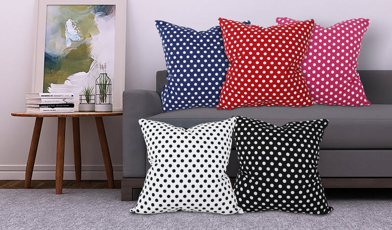 Cotton Polka Dot Theme Designer Cushion Covers Pack of 5 freeshipping - Airwill