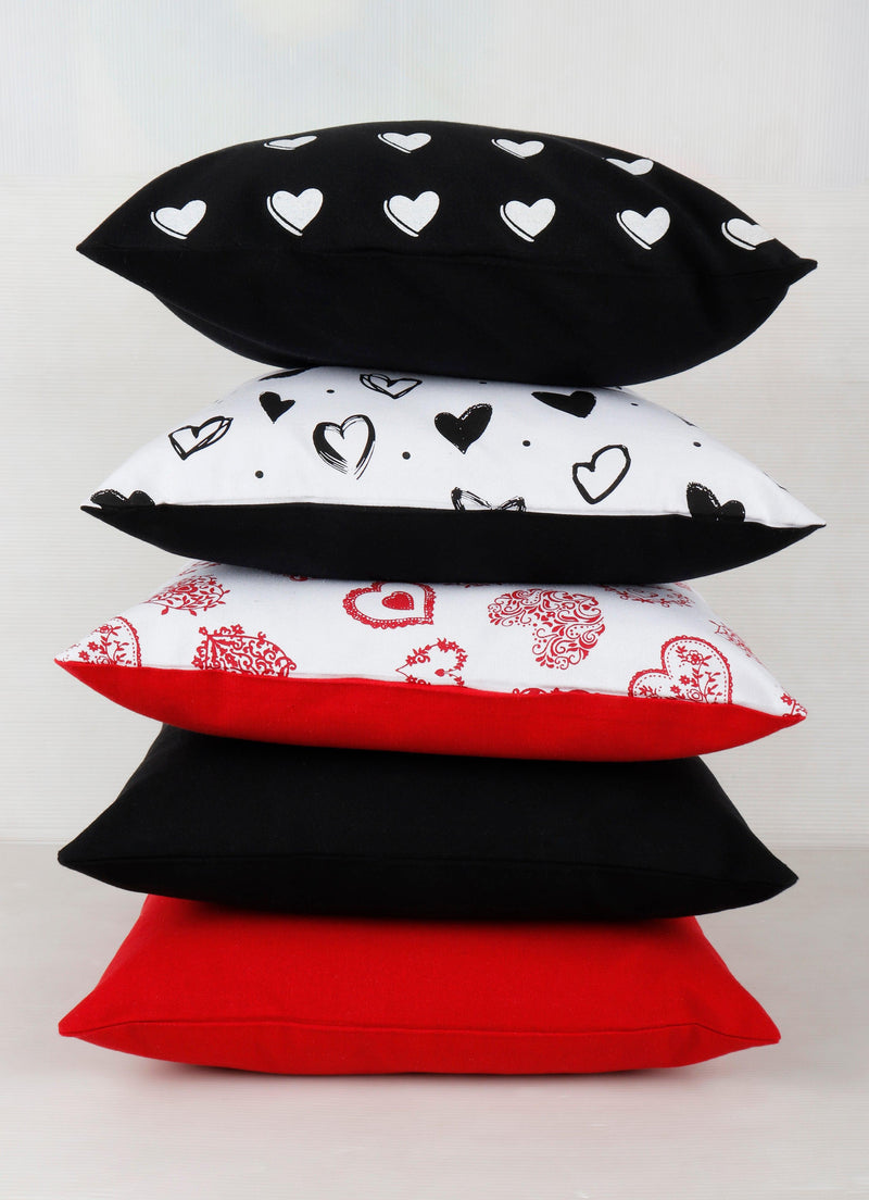 Cotton Heart Theme Designer Printed Cushion Covers Pack of 5 freeshipping - Airwill