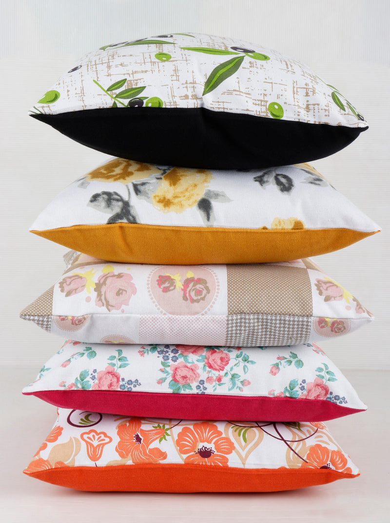Cotton Floral Theme Designer Printed Cushion Covers Pack of 5 freeshipping - Airwill