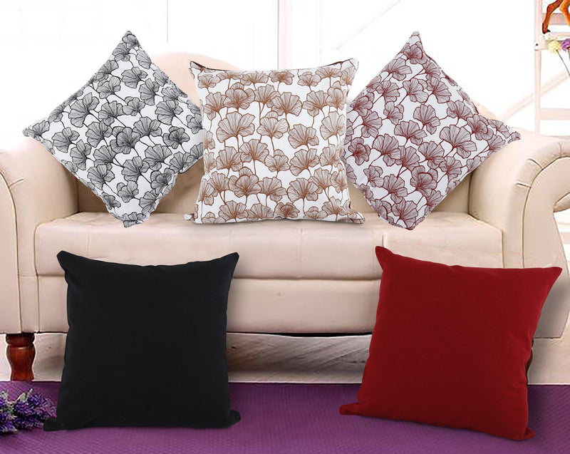 Cotton Single Leaf Theme Designer Printed Cushion Covers Pack of 5 freeshipping - Airwill