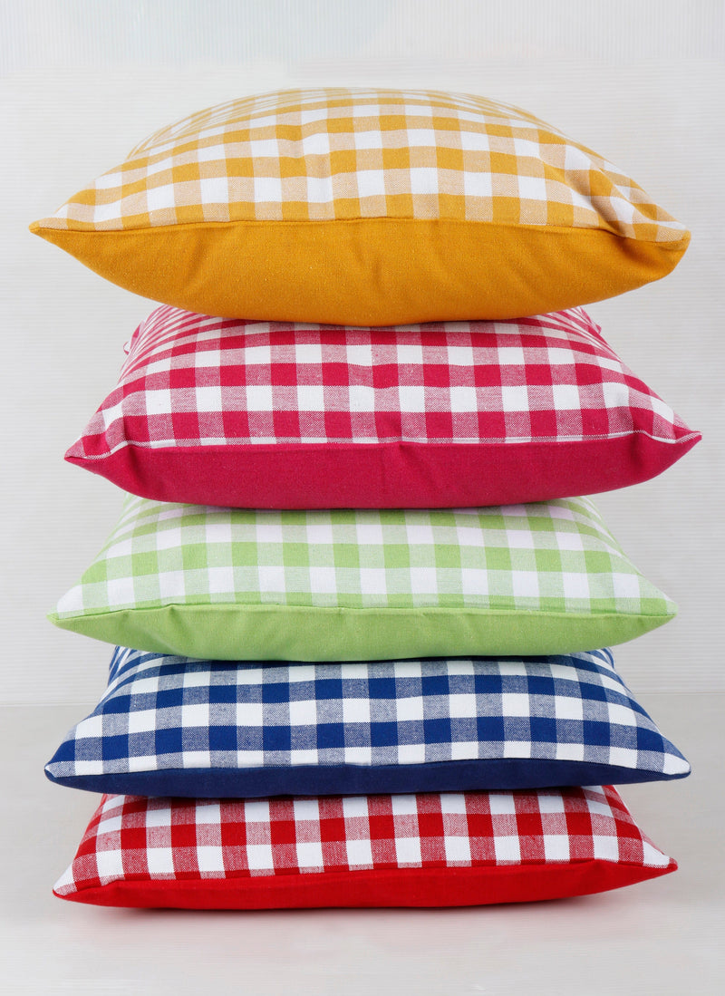 Cotton Gingham Check Designer Cushion Covers Pack of 5 freeshipping - Airwill