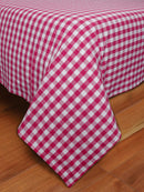 Cotton Double Checkered Bedsheet with 2 Pillow Covers (Pack of 3, Pink) - Airwill