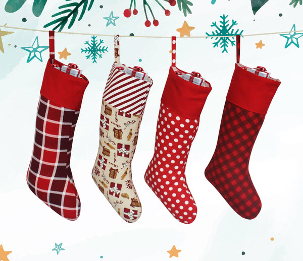 Cotton Xmas Gift Design Stockings Pack of 4 freeshipping - Airwill