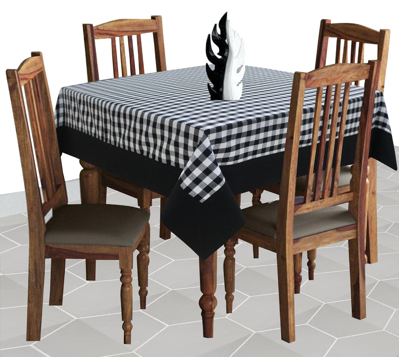 Cotton Gingham Check Black with Border 4 Seater Table Cloths Pack of 1 freeshipping - Airwill