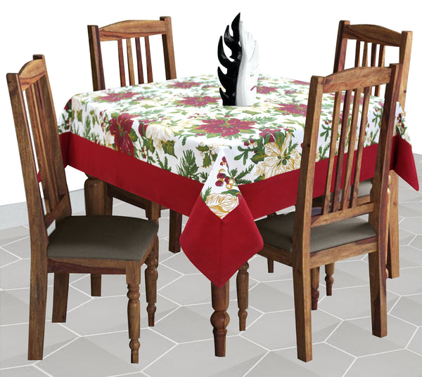 Cotton Maroon Floral with Border 4 Seater Table Cloths Pack of 1 freeshipping - Airwill