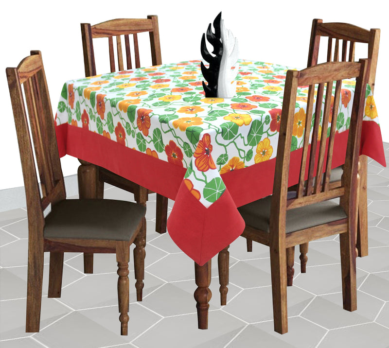 Cotton Green & Orange Floral with Border 4 Seater Table Cloths Pack of 1 freeshipping - Airwill