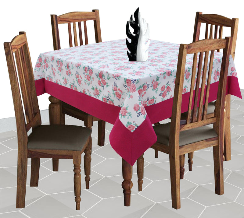 Cotton Small Pink Rose with Border 4 Seater Table Cloths Pack of 1 freeshipping - Airwill