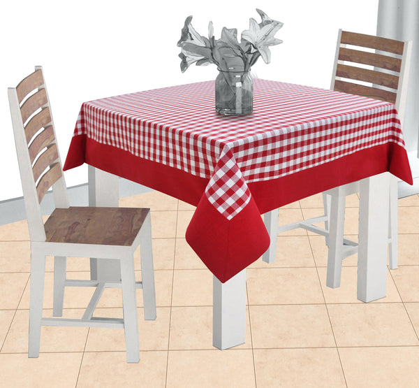 Cotton Gingham Check Red with Border 2 Seater Table Cloths Pack of 1 freeshipping - Airwill