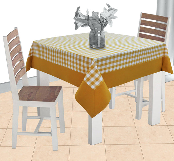 Cotton Gingham Check Yellow with Border 2 Seater Table Cloths Pack of 1 freeshipping - Airwill