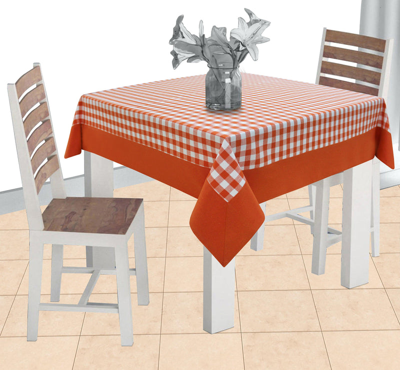 Cotton Gingham Check Orange with Border 2 Seater Table Cloths Pack of 1 freeshipping - Airwill