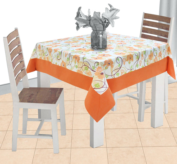 Cotton Orange Floral with Border 2 Seater Table Cloths Pack of 1 freeshipping - Airwill