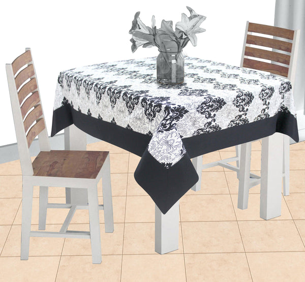 Cotton Black & White Damask with Border 2 Seater Table Cloths Pack of 1 freeshipping - Airwill