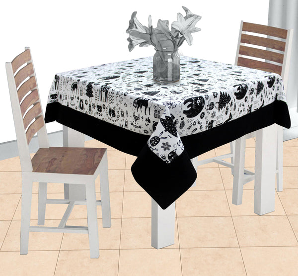 Cotton Wild Animals with Border 2 Seater Table Cloths Pack of 1 freeshipping - Airwill