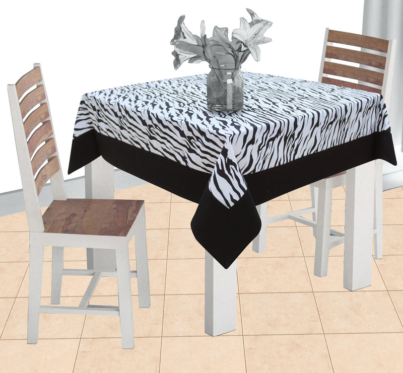 Cotton White Tiger Stripe with Border 2 Seater Table Cloths Pack of 1 freeshipping - Airwill