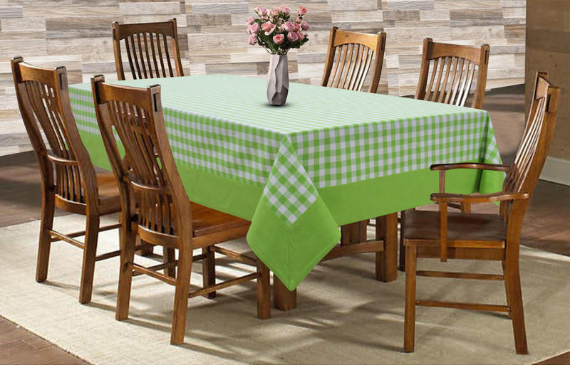 Cotton Gingham Check Green with Border 6 Seater Table Cloths Pack of 1 freeshipping - Airwill