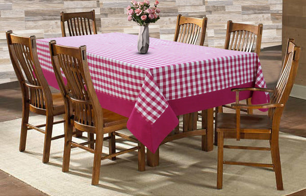Cotton Gingham Check Pink with Border 6 Seater Table Cloths Pack of 1 freeshipping - Airwill