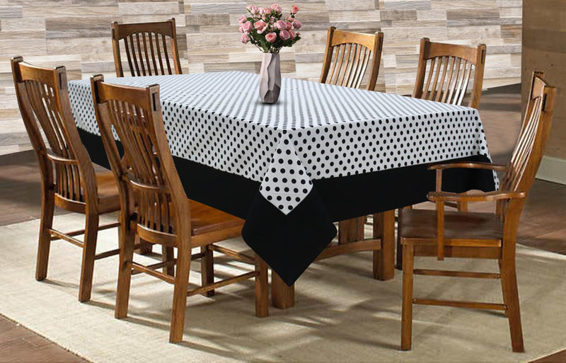 Cotton White Polka Dot with Border 6 Seater Table Cloths Pack of 1 freeshipping - Airwill