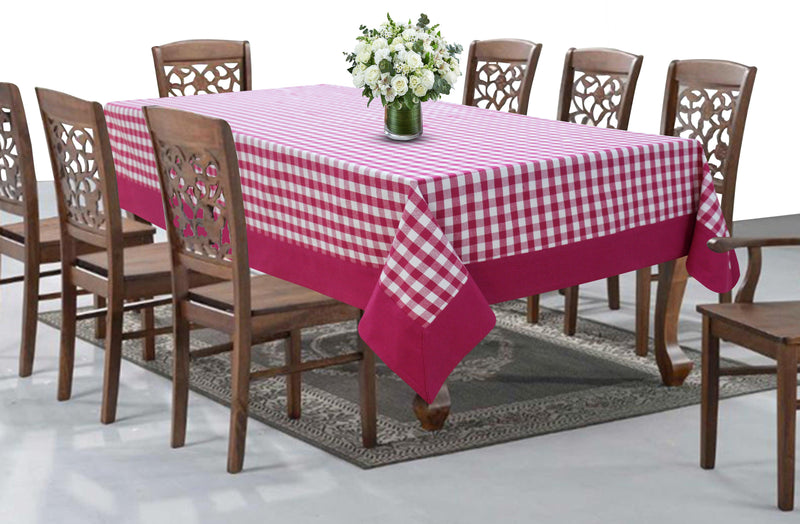 Cotton Gingham Check Pink with Border 8 Seater Table Cloths Pack of 1 freeshipping - Airwill