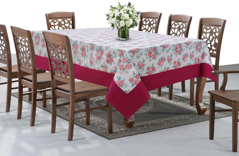 Cotton Small Pink Rose with Border 8 Seater Table Cloths Pack of 1 freeshipping - Airwill